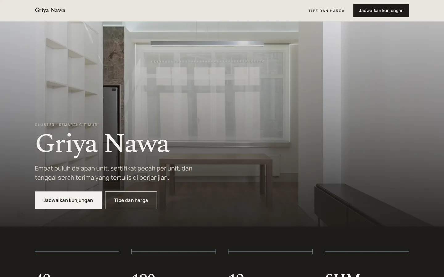 Contoh landing page properti untuk Griya Nawa