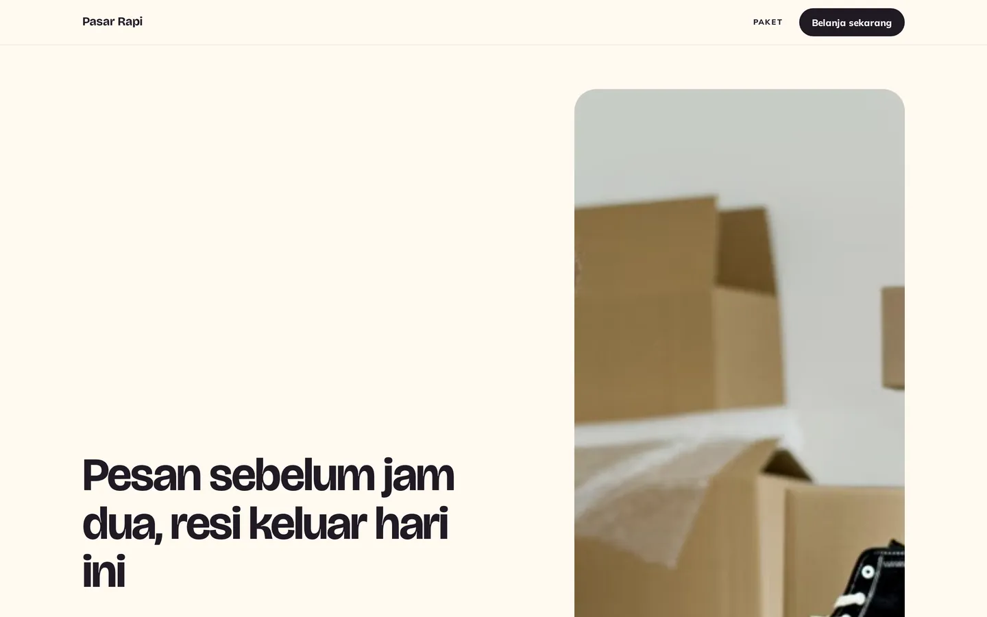 Contoh landing page toko online untuk Pasar Rapi