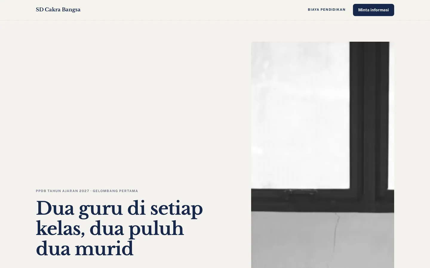 Contoh landing page sekolah & ppdb untuk SD Cakra Bangsa